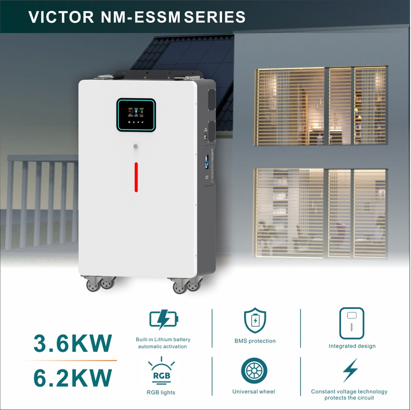 Sistemi energetici di progettazione integrata Inverter solare on/off da 3,6KW 6,2KW con attivazione automatica della batteria al litio incorporata