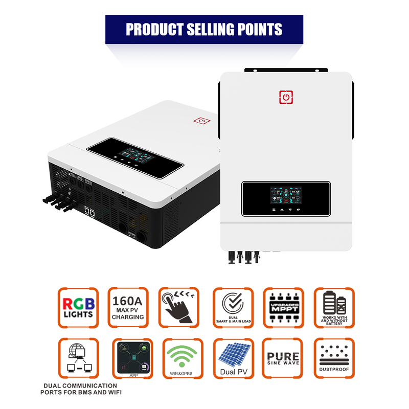 Doppio ingresso fotovoltaico di alta qualità RS485/232 con controller MPPT 160A on/off grid 10,2KW domestico utilizzando l'inverter solare