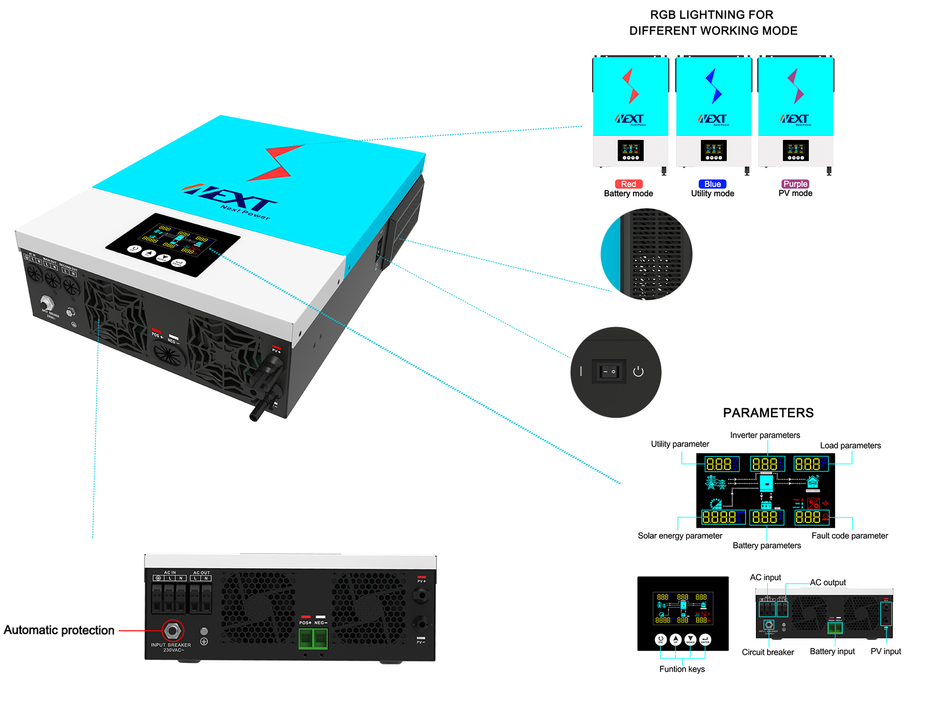 Off Grid On Grid Inverter ibrido con WIFI